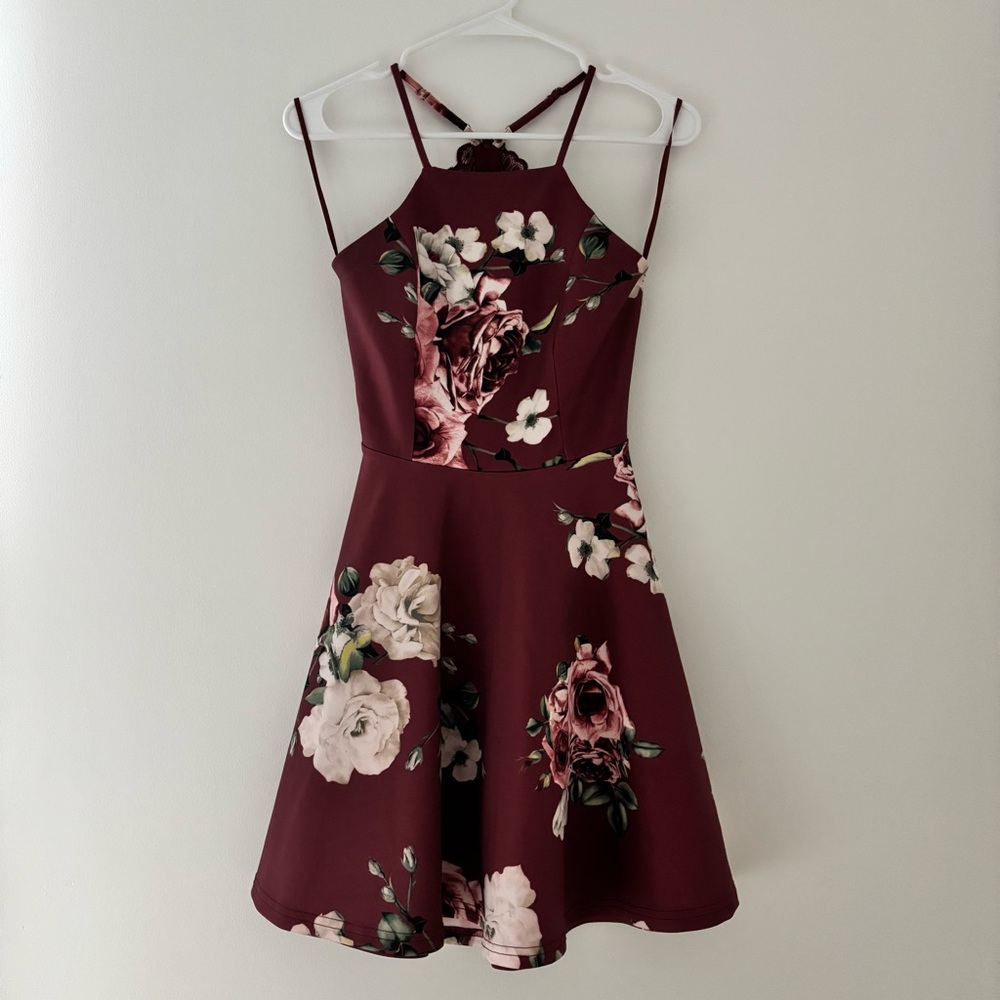 Floral Halter Neck Mini Dress